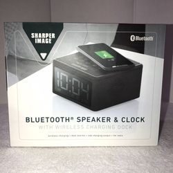 Sharper Image Wireless Charger Dock, Speaker, and Alarm Clock with FM Radio New Box Never Opened