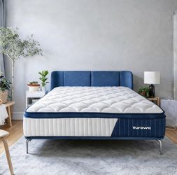 Vurawq 12 Inch Hybrid Queen Mattress in a Box – Fiberglass-Free Soft Plush Bed with Gel Memory Foam & Pocket Springs, Back Pain Relief, CertiPUR-US Ce