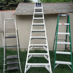 3 Ladders 12 foot Werner 6 foot Franklin 5' 6.5" 4 Step Ladder