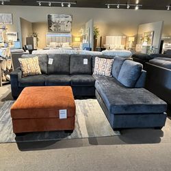 Blue 2pc Chaise Sectional Couch