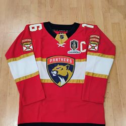 Aleksander Barkov Florida Panthers Red Jersey With Championship Patch 