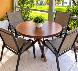 Title: Outdoor Patio Dining Set – Round Table + 4 Chairs – $100