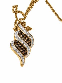 OTC 18K Gold-Plated Brown & Clear Rhinestone Swirl Pendant Necklace