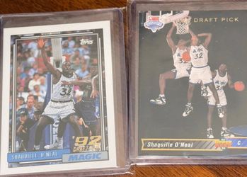 Lot Of 2 Shaquille O'Neal Rookie Cards 1993 Topps & Upper Deck Orlando Magic Los Angeles Lakers Miami Heat