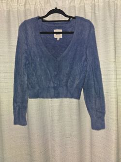 Aerie blue fuzzy cardigan