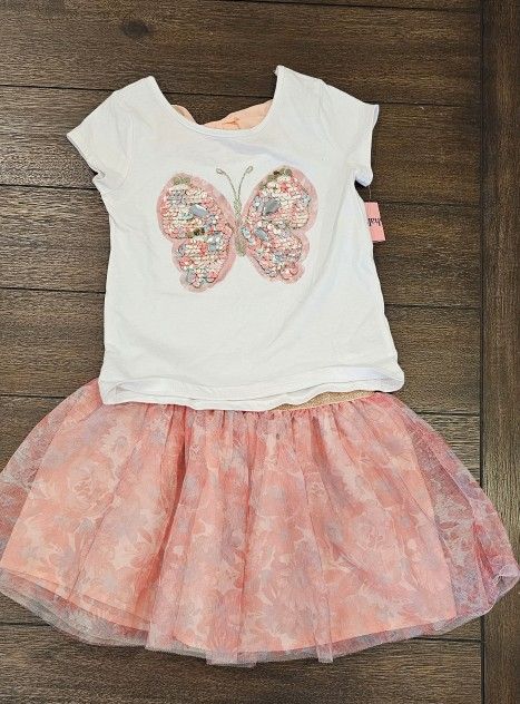 NWT Girls Butterfly Outfit Shirt and Skirt Size 6x