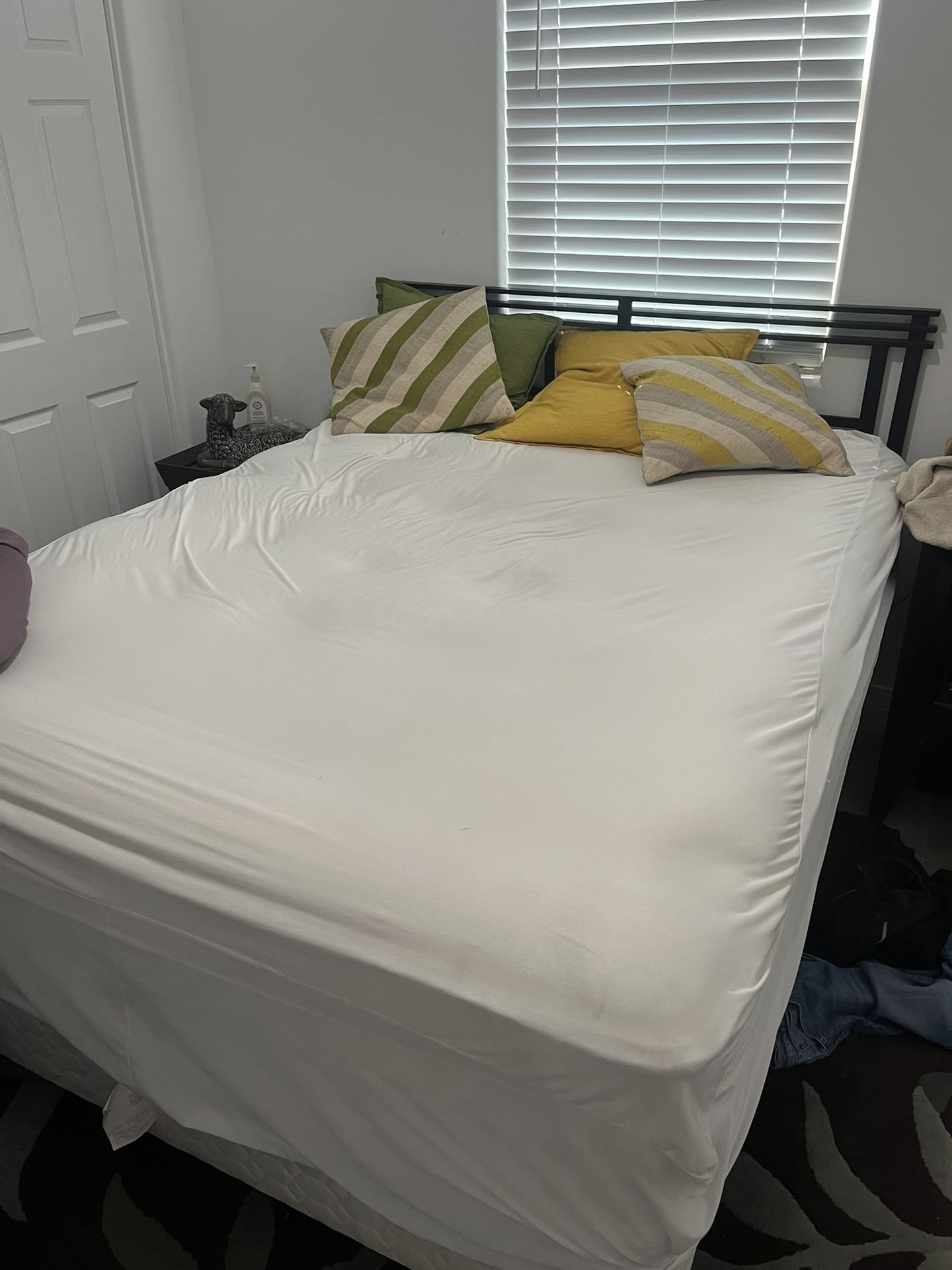 Sealy Queen Mattress W/ Foam Pad, Box Spring & Frame