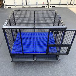 (New in box) $155 Large Folding Heavy Duty Dog Cage Crate Kennel, Single-Door, 41x31x34” 