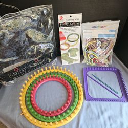 Knifty Knitters Round Loom Set w/ Booklet, 2 hooks, Potholder Loom + Loopers $10