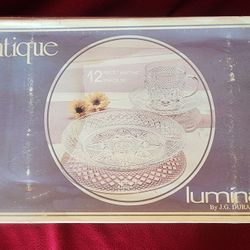 Vintage Luminarc Antique J.G. Durand 12 Piece "Anytime" Snack Set 