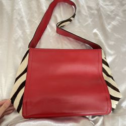 Red Zebra Print Shoulder Bag Purse 