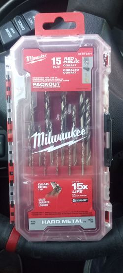 "NEW" Milwaukee 15pc Red Helix Cobalt Drill bit set