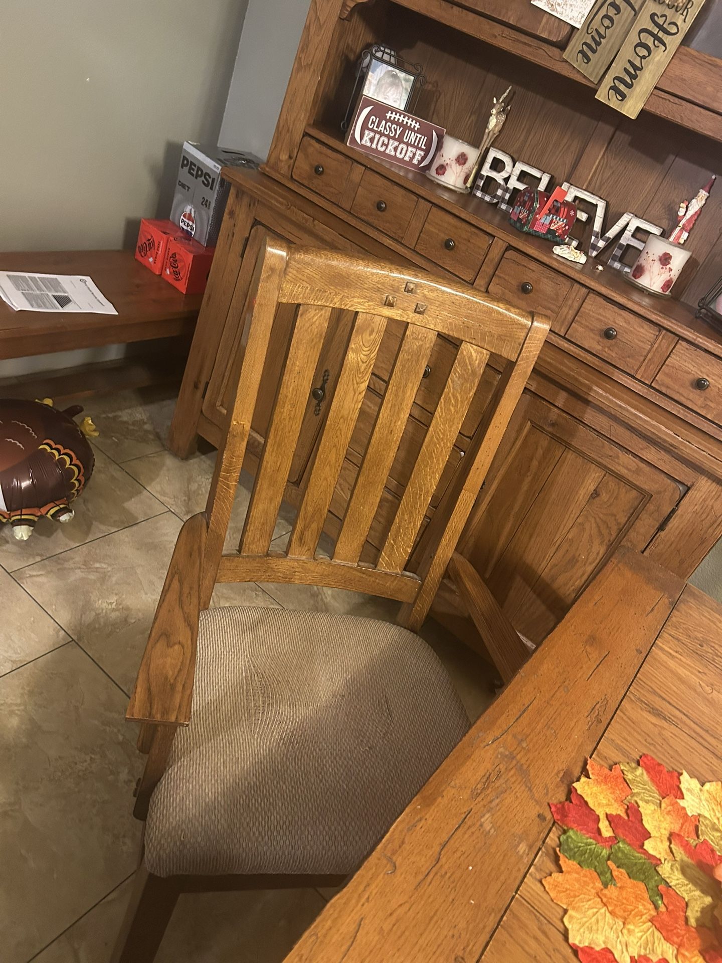 Solid Rustic Oak Dining Room Table