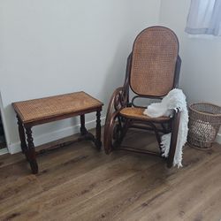 Wicker Rocking Chair Set With Table