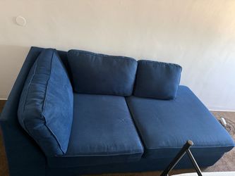 Blue Fabric Sectional Sofa with Chaise