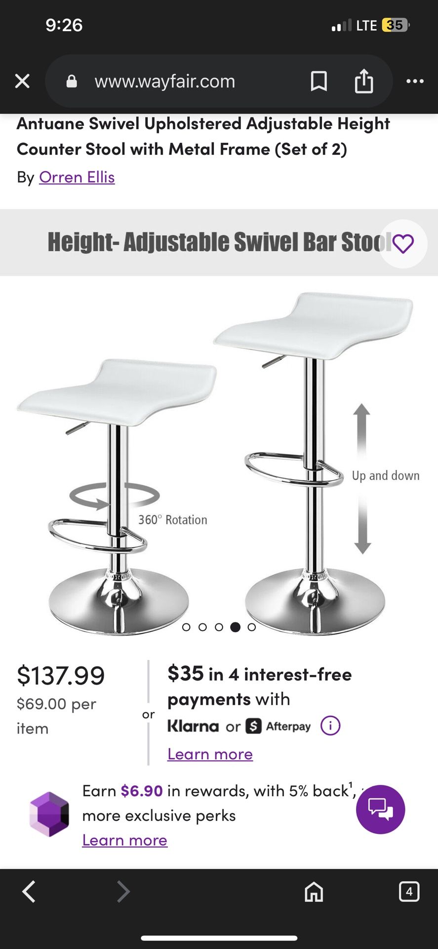 Wayfair White Leather Bar Stools