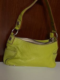 Small Lime Green Pebbled Leather Shoulder Bag