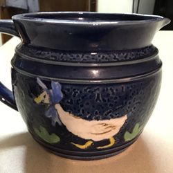 Vintage Dark Blue Ceramic Creamer with Geese $6.00