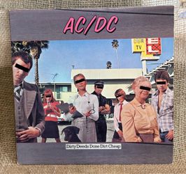 AC/DC Dirty Deeds Done Dirt Cheap Vinyl Record Album w/ Slip Cover and AC / DC "Back In Black" LP 1980 Atlantic