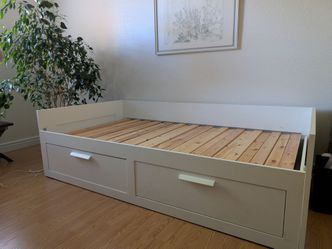 IKEA Brimnes White Twin Bed Frame with Drawers