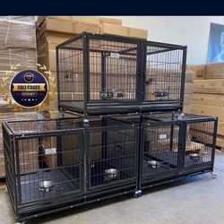 Dog pet cage kennel size 43 with divider and Feedin bowls set of 3 new in box