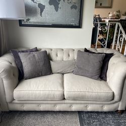Cream Chesterfield Couch/loveseat