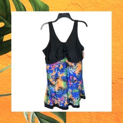 Wantdo New w Tags Black & Tropical Floral 1-Piece Swimsuit w Padding Women 22W-24W
