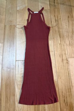 Poetry strapped ribbed knit midi dress XS