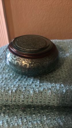 Engraved Metal Trinket Box with Lid