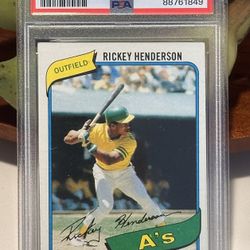 1980 Rickey Henderson Topps Baseball Rookie Card PSA 7
