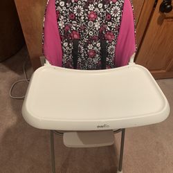 Evenflo High Chair For Babies And Toddlers, Black And Pink, Removable Tray