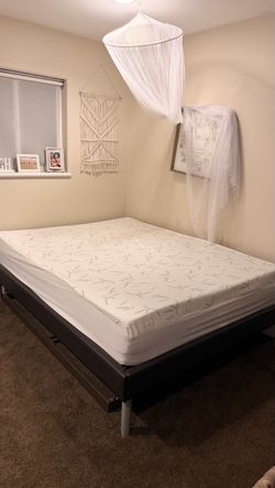 Queen Mattress on Electric Metal Bed Frame
