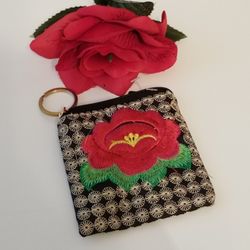 Mexican Embroidered Keychain coin bag
