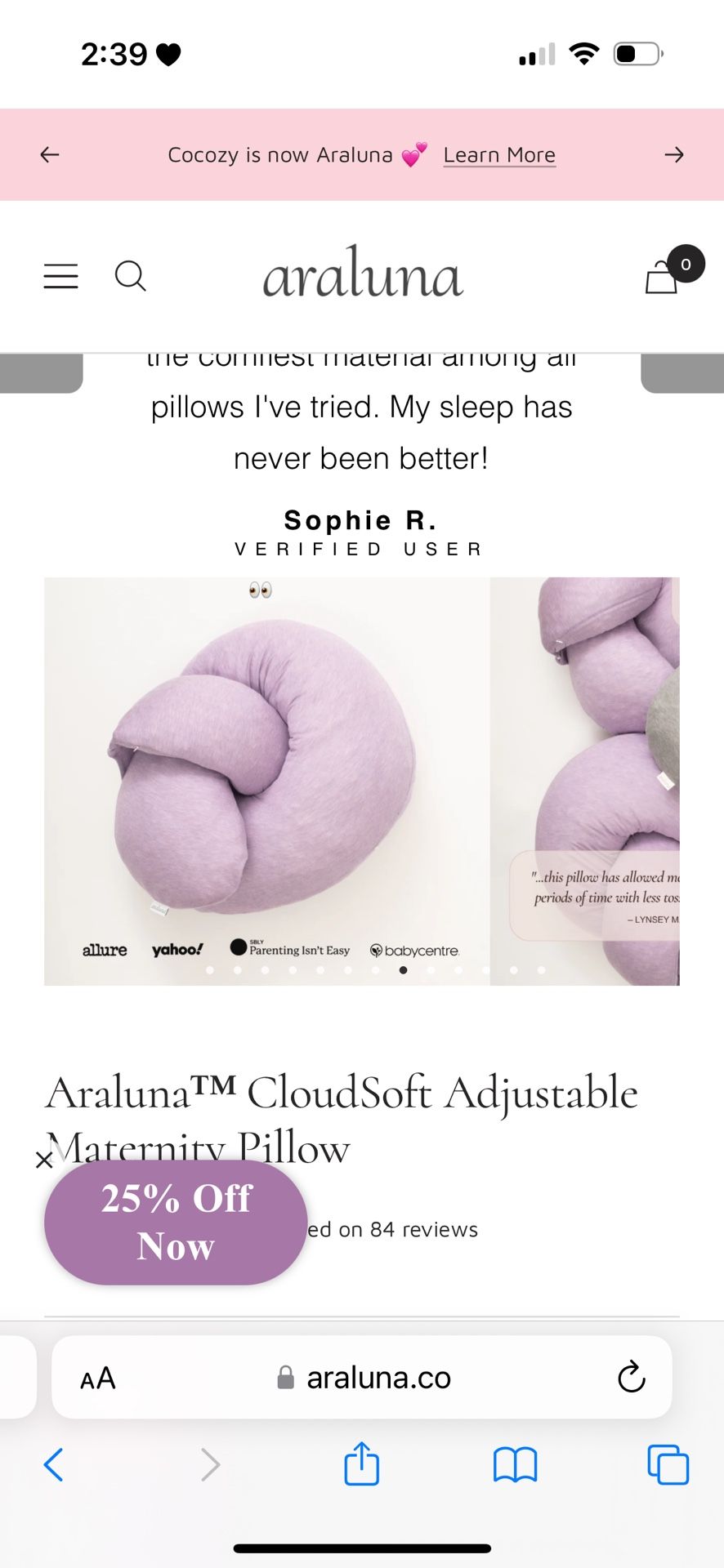 Pregnancy Pillow (Cocozy/Araluna)