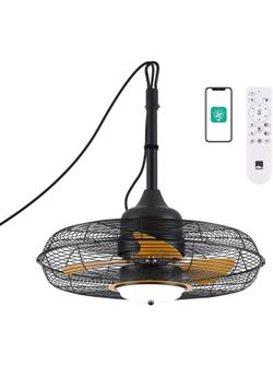 Ventiladores de techo para exteriores de 21 pulgadas con luces, ventilador de glorieta con control remoto, ventilador colgante enchufable para patio, 