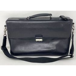 Vintage Coach C2S-5334 Black Leather Briefcase Laptop Crossbody Messenger Bag