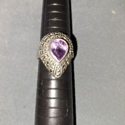 Judith Jack Sterling Silver Amethyst Ring 