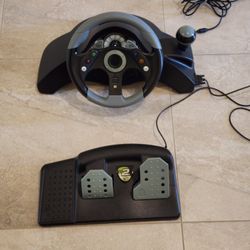 XBOX 360 Mad Catz MC2 Racing Steering Wheel & Pedals USB Black