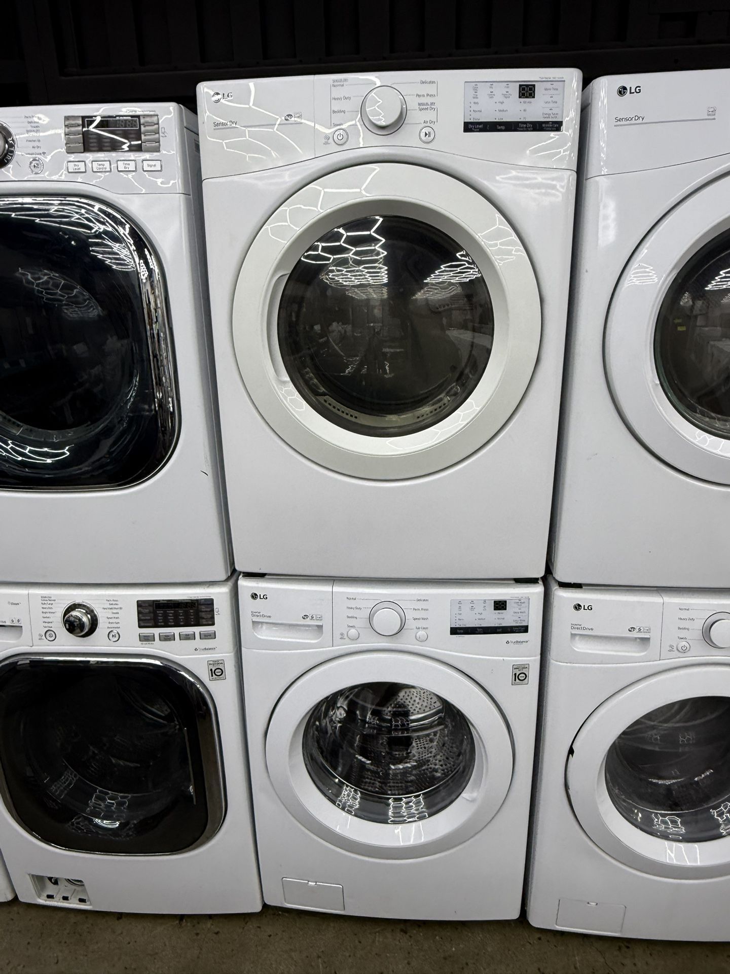 LG white front load washer and gas dryer set