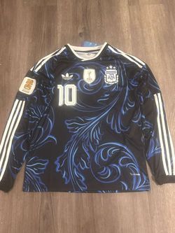 Argentina Away Messi Long Sleeve World Cup Jersey