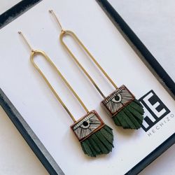 Long Brass + Suede Tassel Earrings