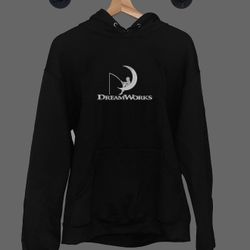 Black Dreamworks Animation Studio Movie Staff Embroidery Hoodie 