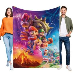Super Mario Bros Kids Fleece Blanket Throw, Gift, Gifts, Birthday 