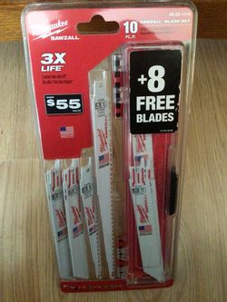 Milwaukee Wood And Metal Cutting Reciprocating Saw Blade Set 18-Piece.  Brand NEW.