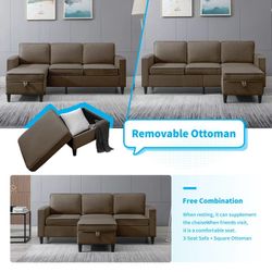 🛋️ Brand New Dark Brown Couch With Ottoman 