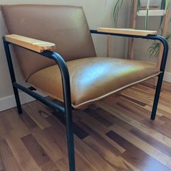 Mid Century Modern Leather Accent Chair 