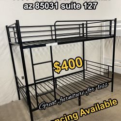 Metal Bunk Bed Twin Over Twin Black Brand New