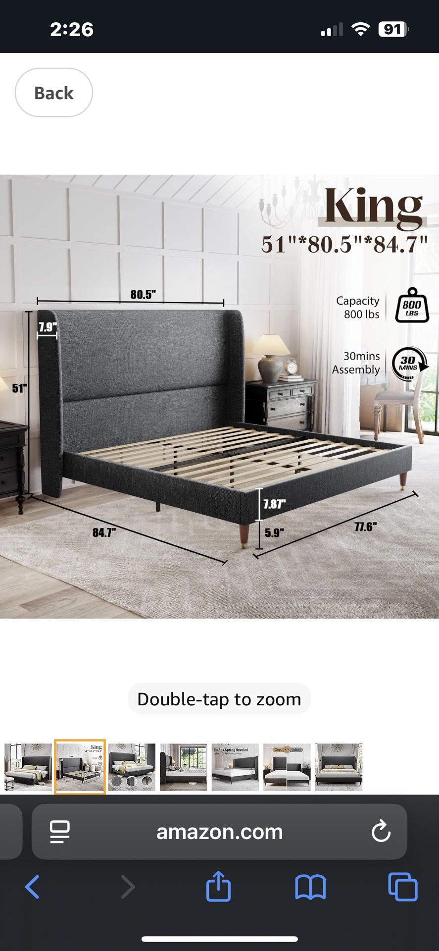 King Size Plat Form Bed Frame