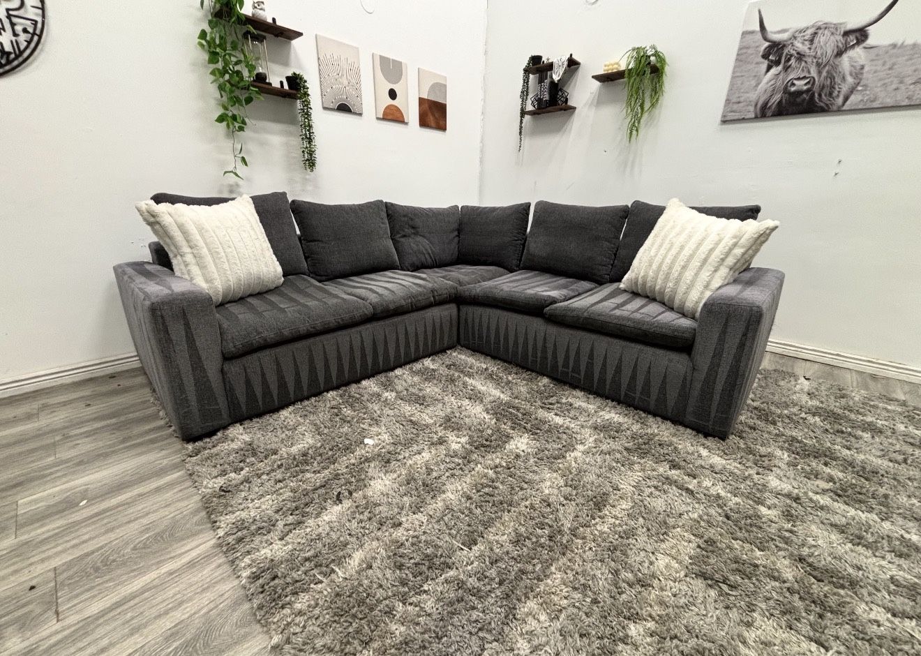 Grey Sectional Couch - Free Delivery 