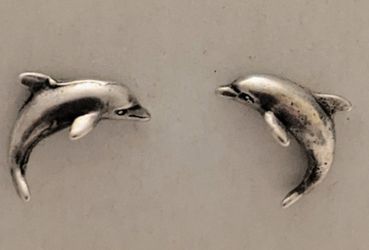 Silver Sterling Dolphin Stud Earrings